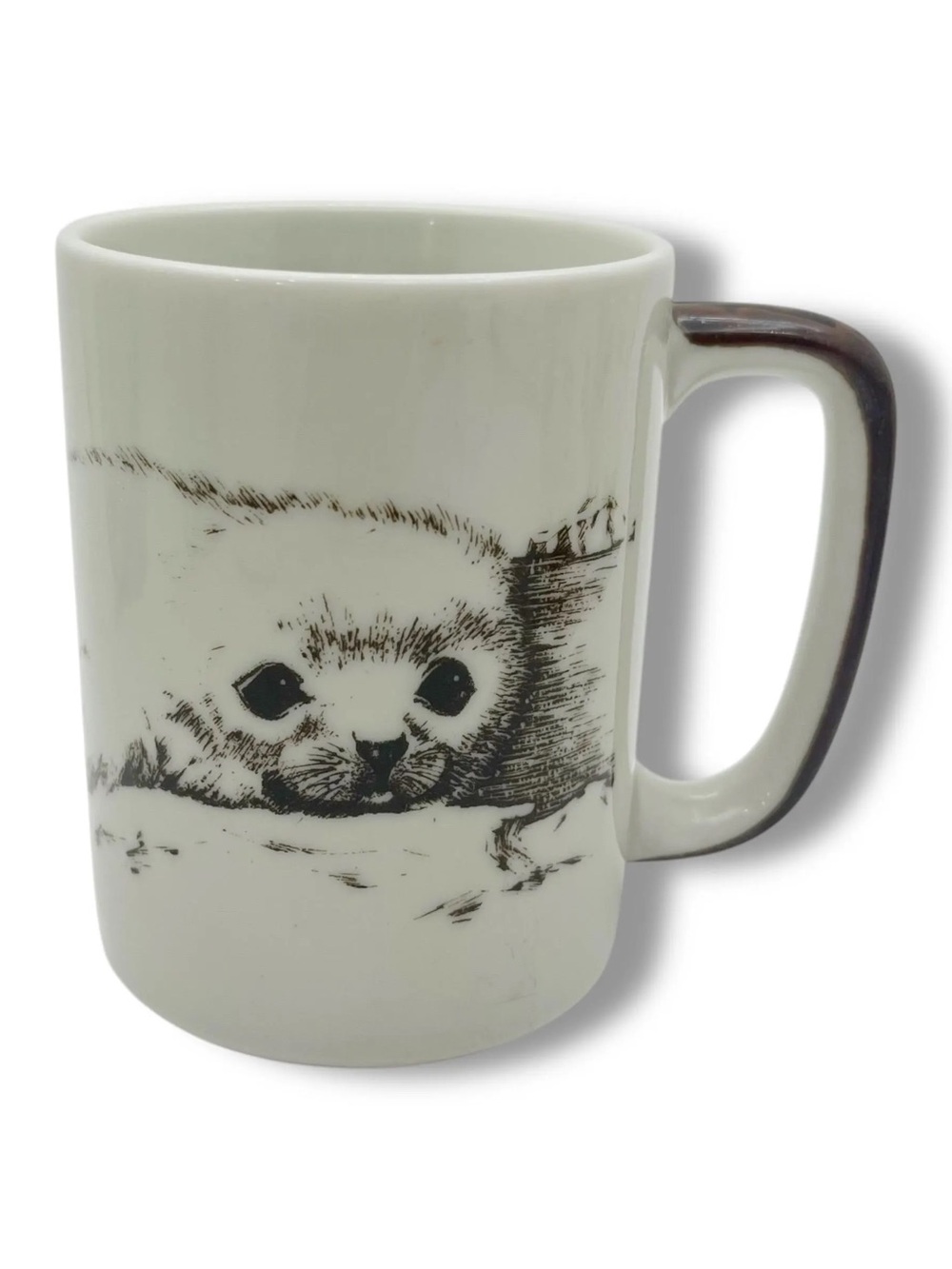 Cute Seal 🦭 Illustration Ceramic Mug in White and Brown tea coffee hot coco 3.5”